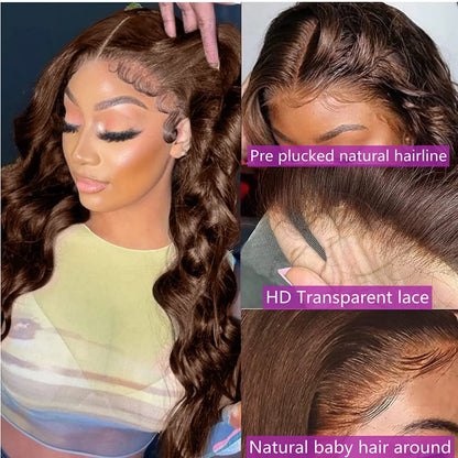 Chocolate Brown Human Hair Wig 13X6 Hd Lace