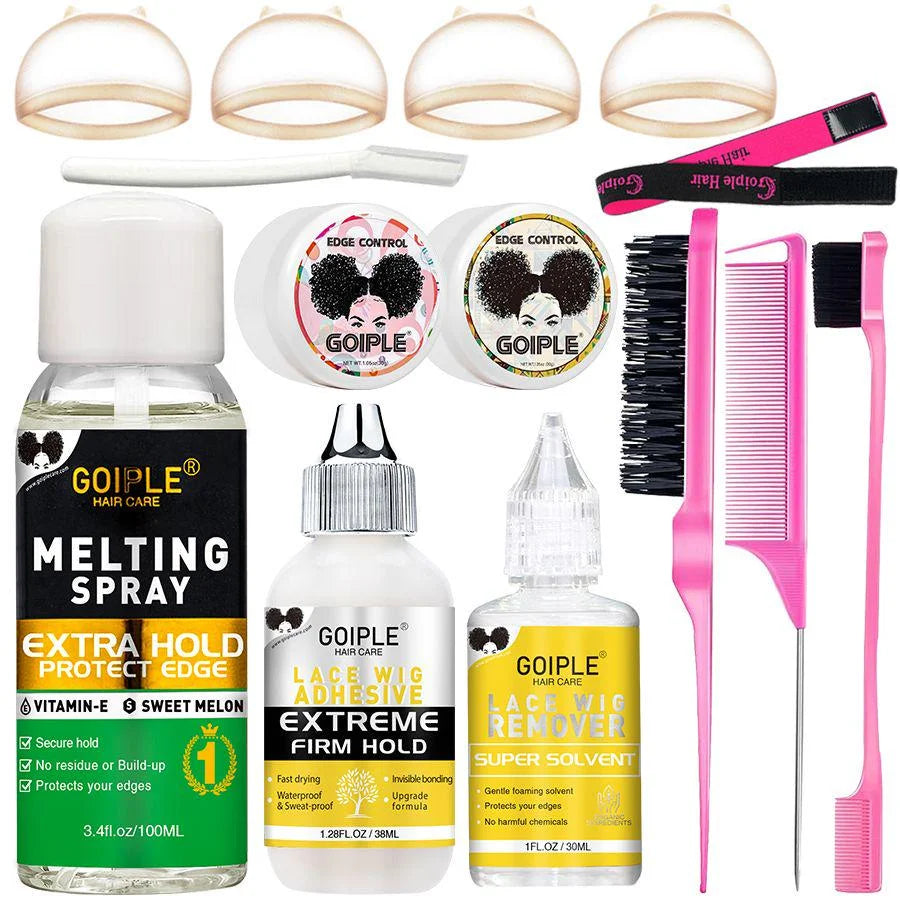 Wig Kit Set Lace Melting Spray for Lace Front Invisible Wig Glue for Wigs Lace Glue Wig Installation Kit Set  for Wig Install