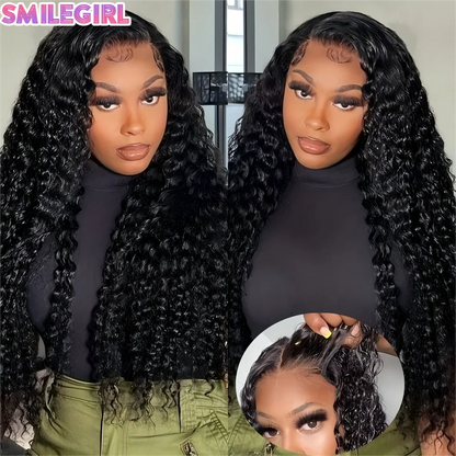 Deep Wave Human Hair Wigs 5X5 Hd Lace Closure Wig Wear And Go Glueless Curly Lace Front Wig Brazilian Wigs Original Pre Plucked