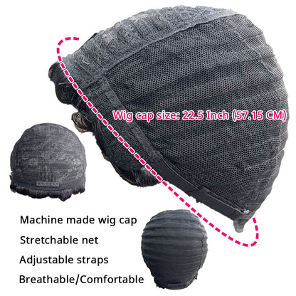 1B# Pixie Cut Human Hair Wig for Women 6" Layered Short Loose Curly with Bangs 180% Density Remy Brazilian Hair Machine Made Cap