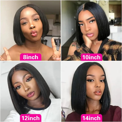 Short Bob Wig Human Hair Straight 13X6 Hd Transparent Lace Frontal Wig Brazilian Glueless 5X5 Hd Lace Closure Wig Natural Black