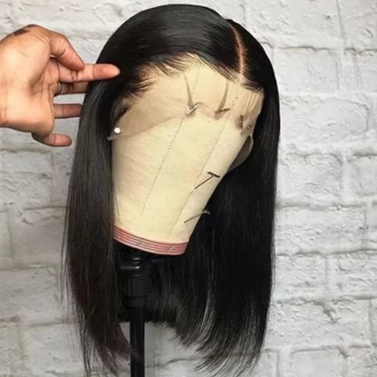 Short Bob Wig Human Hair Straight 13X6 Hd Transparent Lace Frontal Wig Brazilian Glueless 5X5 Hd Lace Closure Wig Natural Black