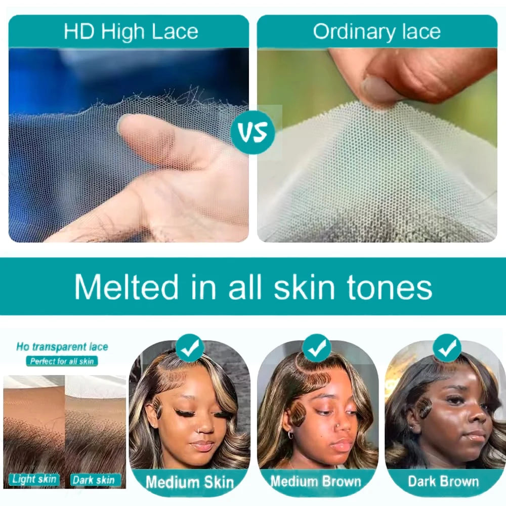 P4/27 Highlight Human Hair, Body Wave Ombre 13x6 HD Lace Front