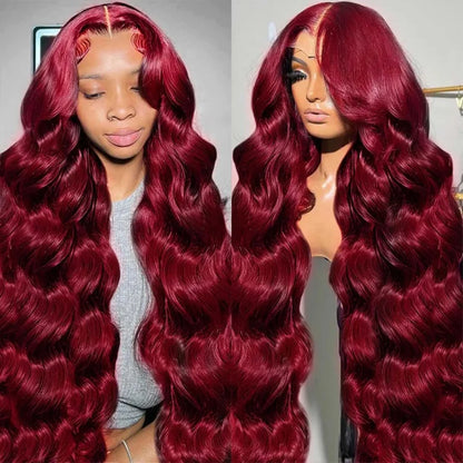 99J Burgundy Body Wave 13X6 Hd Lace Frontal Human Hair Wigs 13X4 Lace Front Wigs Red Colored Brazilian 100% Human Hair For Women