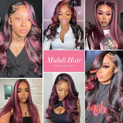 250 Density Ombre 13x6 HD Lace Front Wigslack Human Hair Colored Wig