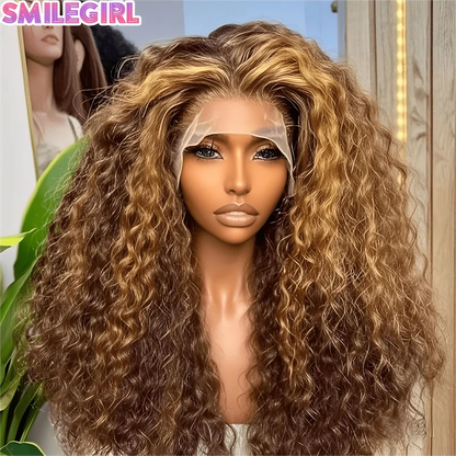 Highlight Wig Human Hair 13X6 Hd Lace Frontal Wig Deep Wave Lace Front Wigs Pre Plucked Pre Bleached Human Hair Wigs 30 36 Inch
