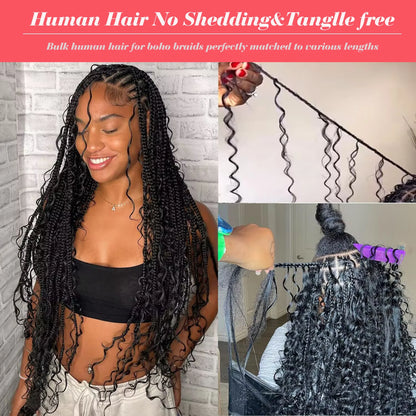 Human Braiding Hair Deep Wave Bulk Human Hair