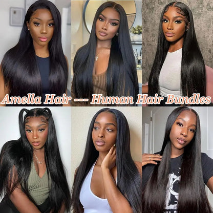 12A Straight Human Hair Bundles 100% Human Hair 30 32 Inch Raw Hair Extensions Black Remy Weave 3 4 Bundles 3-5 Days Delivery
