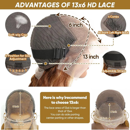 Highlight Human Hair 100% 13X6 Hd Lace Frontal Wig