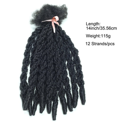 12 Strands Double Twisting Synthetic Crochet Hair 14 Inch Black Knotless Twist Soft Faux Locs Hair Extensions for Men