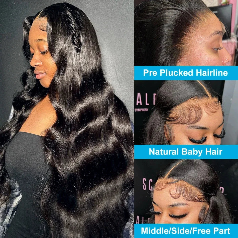 13x4 Body Wave Lace Frontal Wig Brazilian Body Wave 13x6 Transparent Lace Front Human Hair Wigs Remy Pre Plucked 180% bling Hair