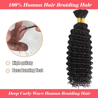 Human Braiding Hair Deep Wave Bulk Human Hair