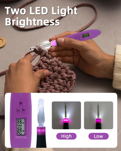 24pcs Lighted Crochet Hook Set with Counter