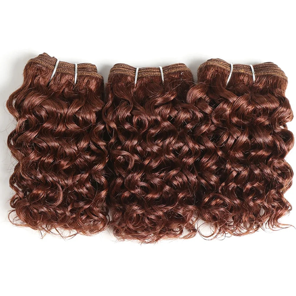 Reddish Brown 3Pieces /Lot Sassy Curly Wavy Human Hair Bundles Brazilian Human Hair Weave Bundles Curly Hair Extensions