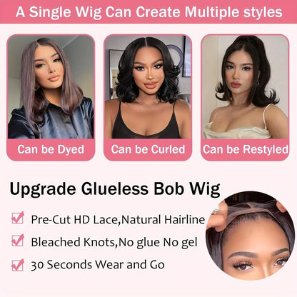 Bob Wig Human Hair 100% Short Straight Lace Front Wig 4X4 5X5 Hd Lace Closure Wig Glueless Wear And Go 13X6 Hd Lace Frontal Wig