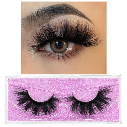 FOXESJI 3D Mink Lashes False Eyelashes Fluffy Thick Cross Wispy Natural Eye lashes Mink Soft Lash Extension Supplies Makeup Set