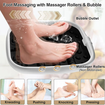 Collapsible Foot Spa with Heat, Massage Rollers, Bubbles, Temperature Control & Remote