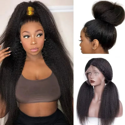 360 Full Lace Wig Kinky Straight Human Hair Wigs Pre Plucked Hd Lace Front Wig 250 Density Black Brazilian Wigs Original 30 Inch