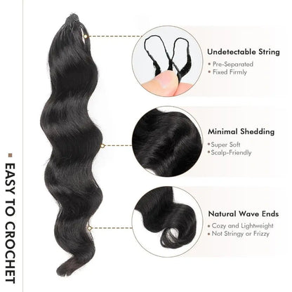 Natural Color Body Wave Pre-Separated Crochet Hair Knotless Pre-Separated Feather Crochet Braid Hair Extensions 26Inch For Women