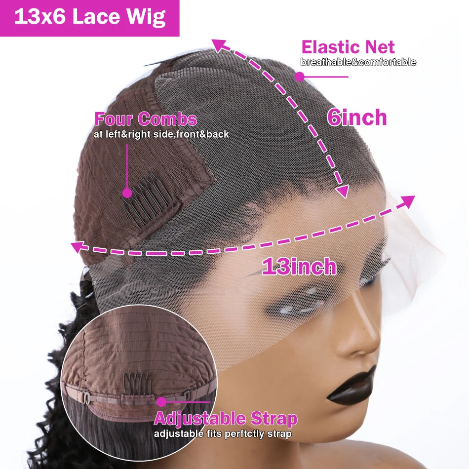 Deep Wave 250% 13x6 HD Transparent Lace Front Wig human hair Brazilian Loose Curly Water Wave 5x5 Glueless Wigs For Women