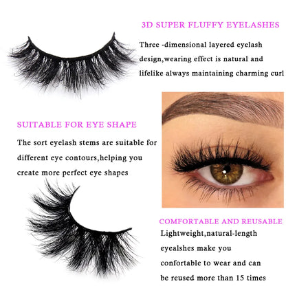 LEHUAMAO Eyelashes 3D Mink Lashes natural mink lashes for daily wear soft lashes Eyelash extension real Eyelash for makeup D103