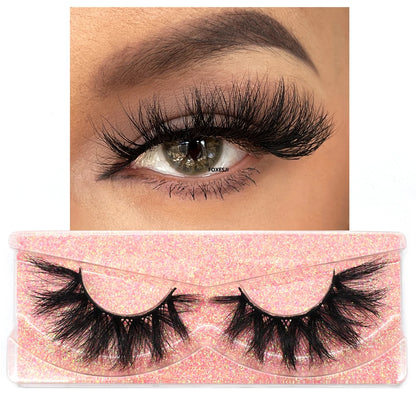 FOXESJI 3D Mink Lashes False Eyelashes Fluffy Thick Cross Wispy Natural Eye lashes Mink Soft Lash Extension Supplies Makeup Set