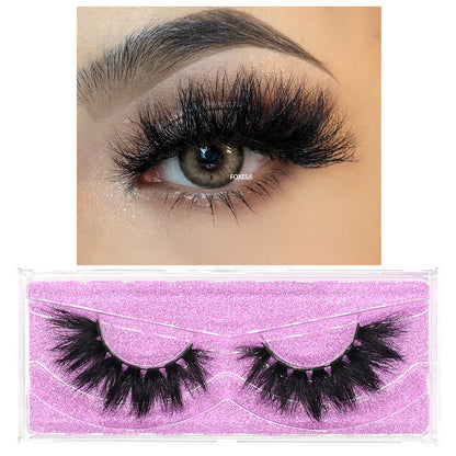 FOXESJI 3D Mink Lashes False Eyelashes Fluffy Thick Cross Wispy Natural Eye lashes Mink Soft Lash Extension Supplies Makeup Set