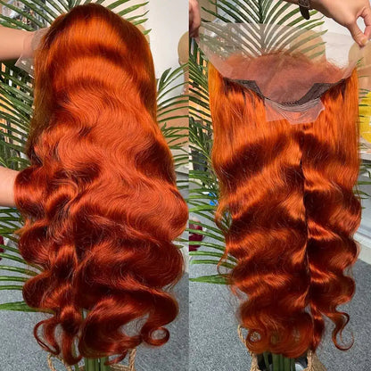 30 34 Inch Body Wave Human Hair Wigs 13x4 HD Lace Frontal Human Hair Wigs Ginger Orange Wet And Wavy Lace Front Wigs For Women