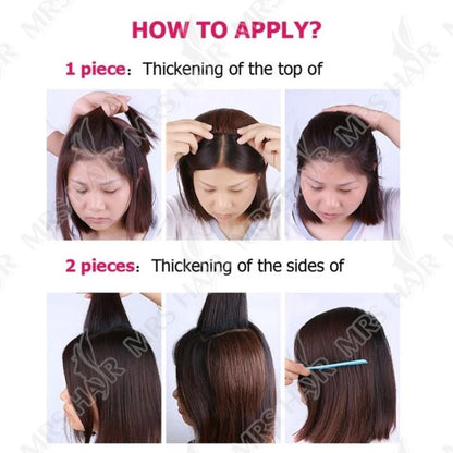 MRS HAIR Clip in Extentions Human Hair Machine Remy Clip ins Add Top/Side Volume For Short Hair 10-30cm  Hairpiece