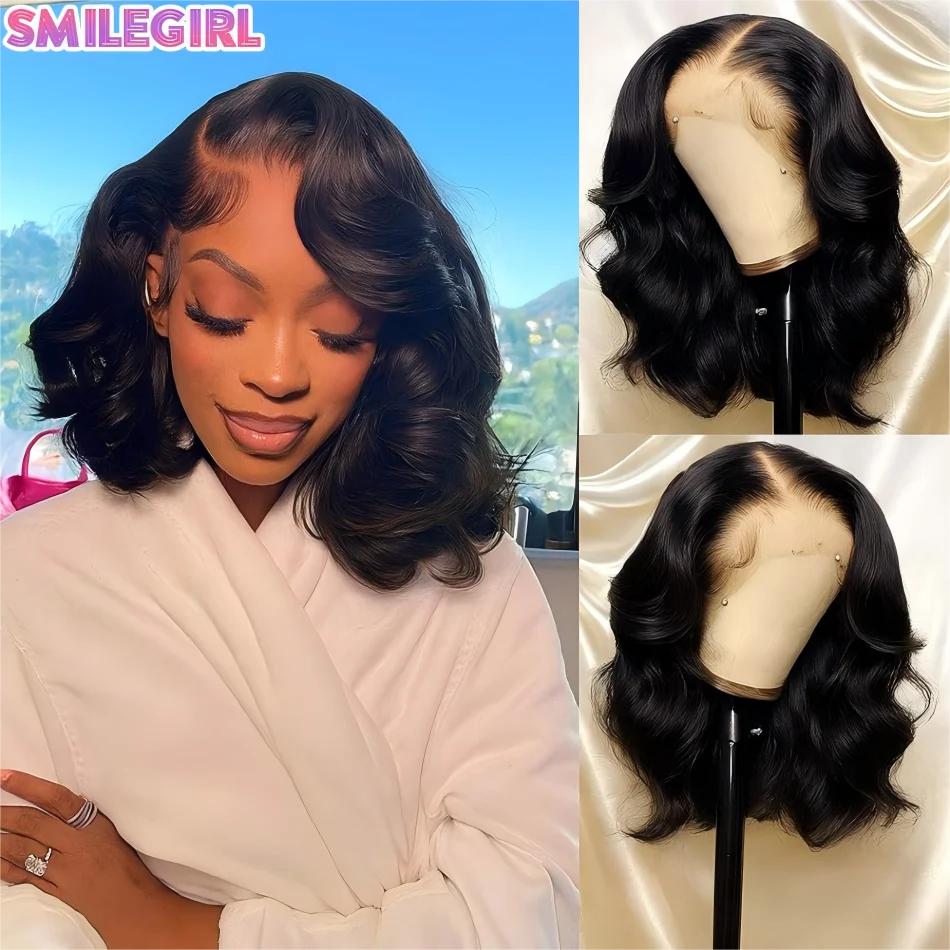 100% Human Hair Wig Short Bob Curly Deep Wave Glueless 5X5 Hd Lace Closure Wig 13X6 Lace Frontal Wig Ready To Wear Natural Black