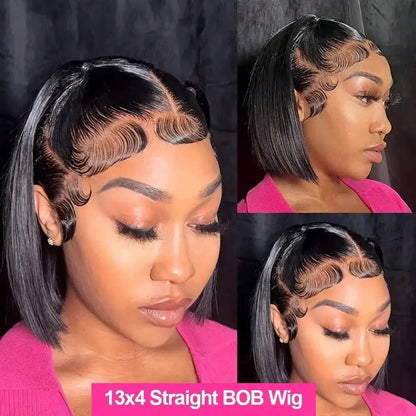 13x4 HD Lace Frontal Straight Human Hair Wig 250% Density Glueless Brazilian Human Hair Wig with Baby Hair Natural Color