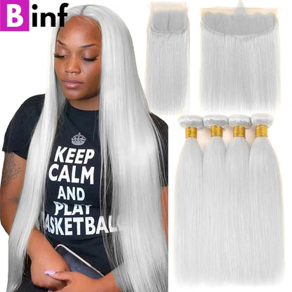 Grey Color Bundles With Closure