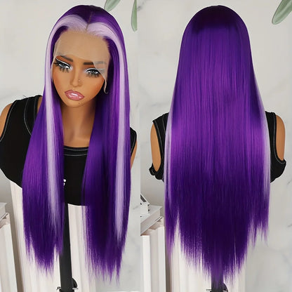 Glueless Long Silky Straight Hair Light Purple Ombre