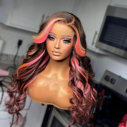 250 Density Ombre 13x6 HD Lace Front Wigslack Human Hair Colored Wig