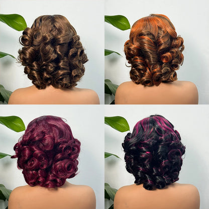 330% Demnsity 5x5 Lace Loose Bouncy Human Hair Wigs Loose Bouncy Curly Closure Human Hair Colorful Double Drawn Wig for Woman