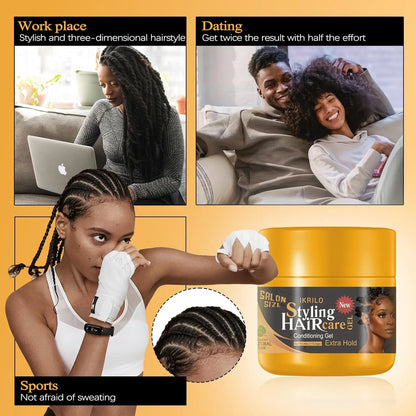 Hair Styling Gel-Strong Hold Hair Gel for Men,Women, 24H Non-Sticky, No Flake, Extreme Shine, Styling Fragmented Hair, Braid gel