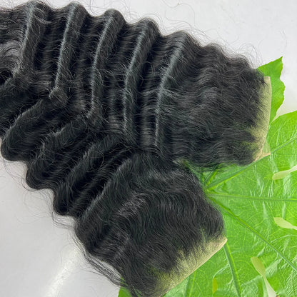 15A Loose Deep Wave Bundle With HD Closure Front13X4 4x4 100% Virgin Peruvian Hair Weave Bundles 3/4 Bundle Deal 8-40" Wholeasle