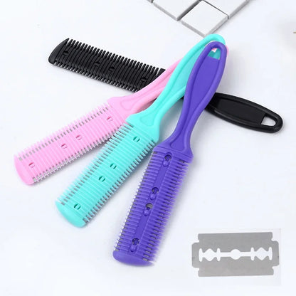 Hair Shaving Comb With Razor Blade Hair Brushes Hair Trimmer Cutting Thinning Haircut Tool Professional Barber Salon Hairs Knife