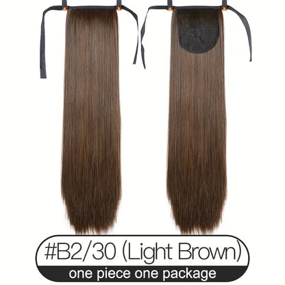18 inches ribbon wear synthetic ponytail straight style tie up ponytail hair extension