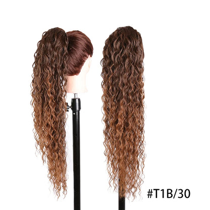Julilanna Synthetic Kanekalon Futura Fiber Body Ocean Curly Brazilian Straight Water Wave Hair Extensions Synthetic Ponytail