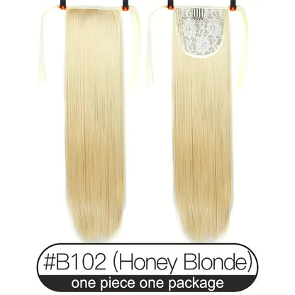 18 inches ribbon wear synthetic ponytail straight style tie up ponytail hair extension