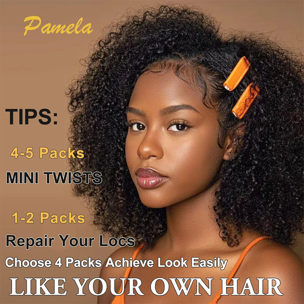 Afro Kinky-Curly Human Hair Bundles for Dreadlock Extensions Locs Repair 100% Human Hair 4C Curly for Mini Twist 50G