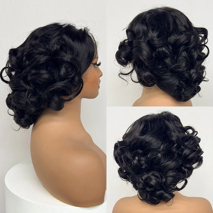 250% Density  5x5 Lace Closure Wig Short Loose Bouncy  Wig 100% Human Hair Loose Bouncy Human Hair Wig For Black Women