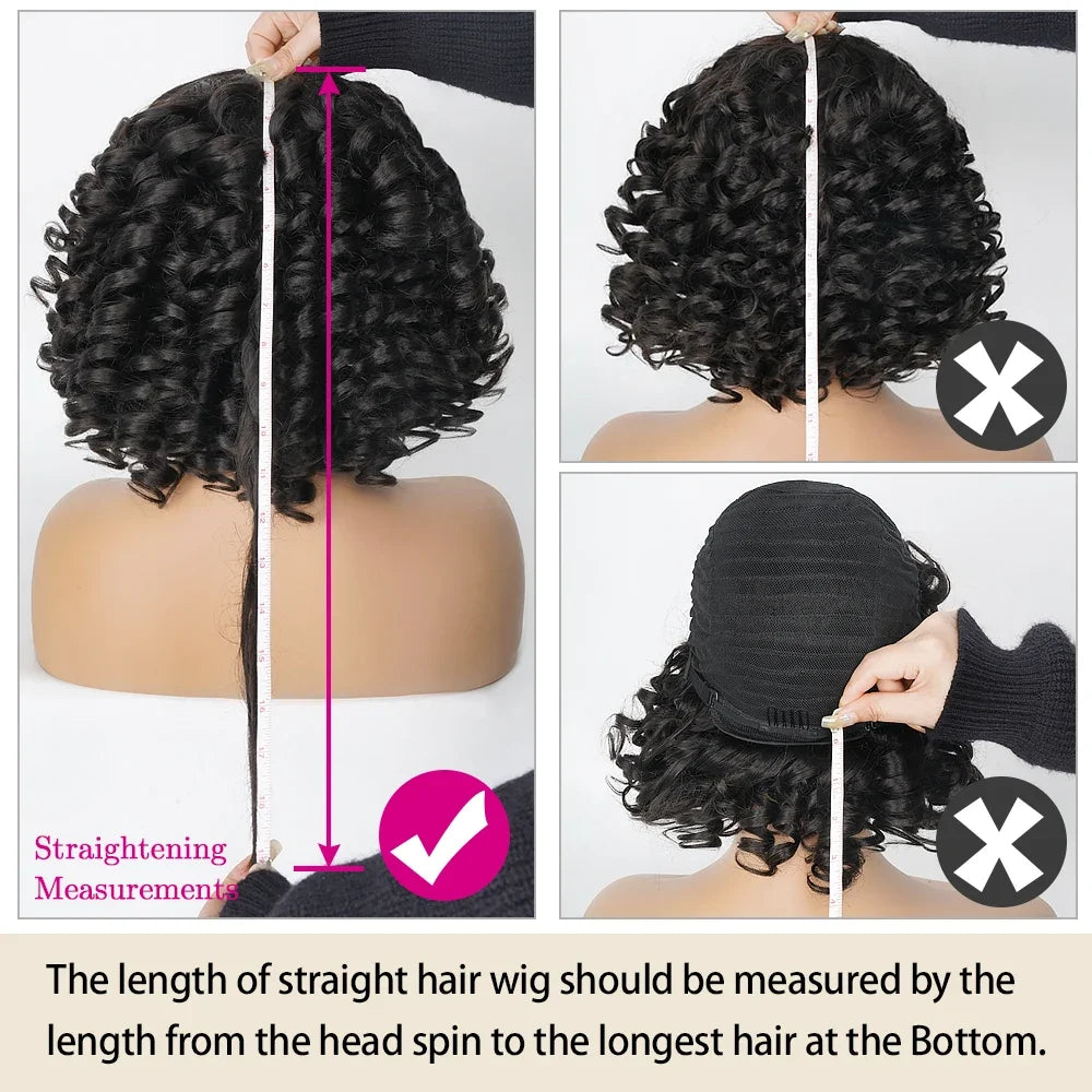 Short Loose Curly Human Hair With Bangs For Women Natural Black Bouncy Rose Curl Wig With Bangs Short Big Curly Glueless Wigs