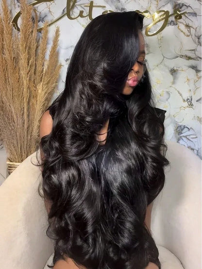 250 Density Body Wave Human Hair Wigs 13X6 Hd Lace Frontal Wig Natural Black PrePlucked 30 40 Inch Brazilian Hair 100% For Women
