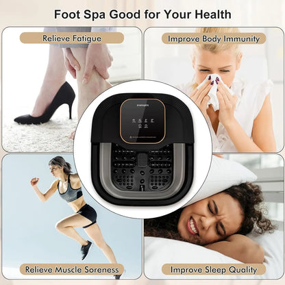 Collapsible Foot Spa with Heat, Massage Rollers, Bubbles, Temperature Control & Remote