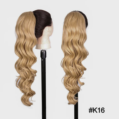 Julilanna Synthetic Kanekalon Futura Fiber Body Ocean Curly Brazilian Straight Water Wave Hair Extensions Synthetic Ponytail