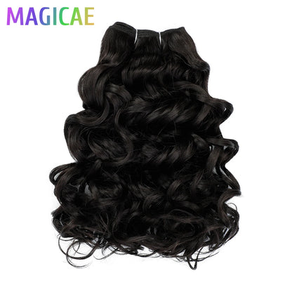 Megaicae 16Inches 120Grams Loose Deep Jerry Curly Ombre Brown 4# Piano Blond 27/613 SP12/16/613 High Bio Temperature Synthetic