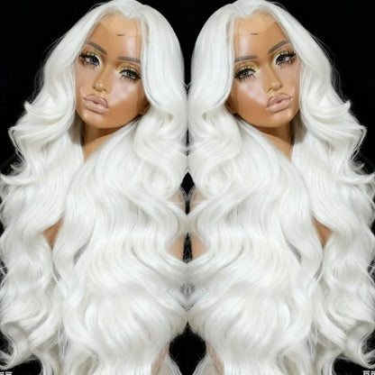 Platinum Blonde Body Wave Lace Frontal Wig for Women 250 Density  Lace Front Wig 13x4 HD Transparent Lace Frontal Wig Human Hair