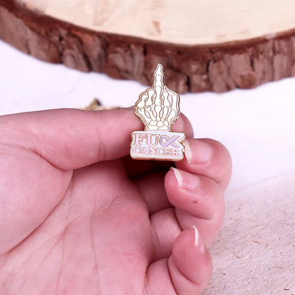 Cancer Awareness Ribbon Badge Mental Health Enamel Pin Skull Hand Brooch Fashion Creative Jewelry Accessory